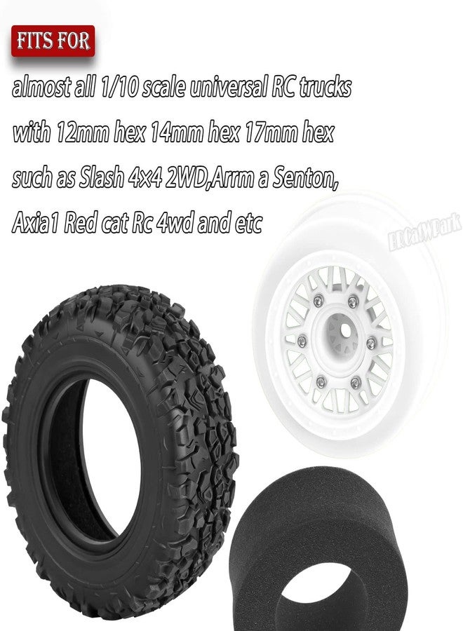BRCatWPark 12mm/14mm/17mm Hex RC Truck Tires for Slash 2WD 4×4,Arrm a Senton,Axia1,Rc 4wd,Red cat,RC Short Course Truck Wheels and Tires,White - Image 2